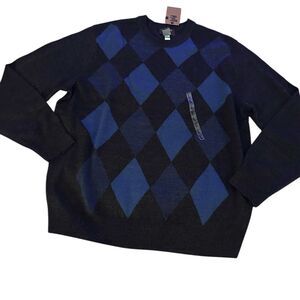 Dockers extra soft Black and Blue Argyle Sweater new with tags size large